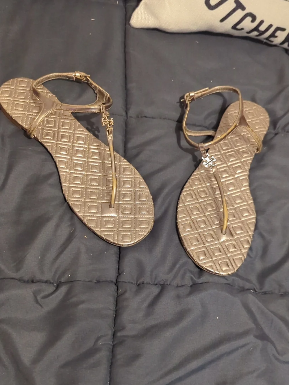 Authentic Tory Burch Marion Quilted Sandals Size 10 Made In Brazil